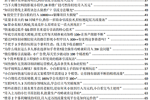 几百个自媒体项目合集,让你不再做韭菜 450个网络搞钱玩法免费下载