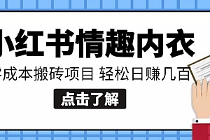【搬砖项目】小红书0成本情趣内衣搬砖项目,轻松日赚几百+ 教程免费分享