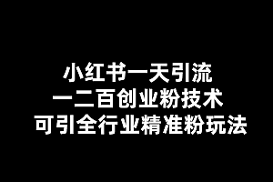 小红书一天引流一二百创业粉技术 可引全行业精准粉玩法 教程免费下载