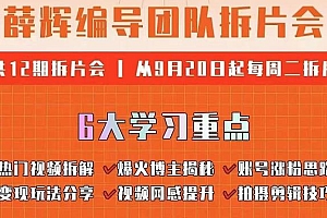 薛辉编导团队拆片会:热门视频拆解,爆火博主揭秘,账号涨粉思路,变现玩法分享等 免费下载