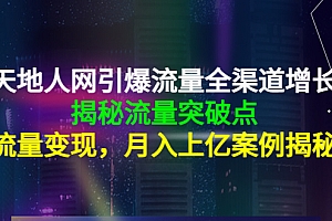 天地人网引爆流量全渠道增长:揭秘流量突然破点,流量变现,月入上亿案例 课程免费分享