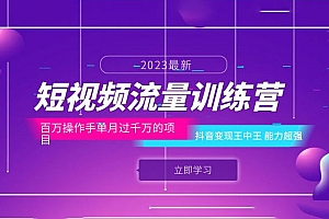 短视频流量训练营:百万操作手,抖音变现王中王,能力超强 课程免费分享
