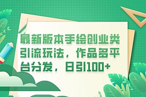 新版本手绘创业类引流玩法:作品多平台分发,日引百粉 教程免费分享