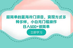 超简单的蓝海冷门项目:变现方式多种多样,小白无门槛操作很简单 教程免费分享