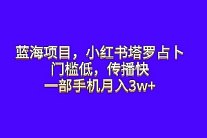蓝海项目,小红书塔罗占卜:门槛低,传播快,一部手机月入五位数 课程免费下载