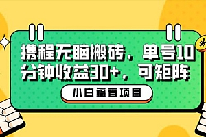 小白新手福音:携程无脑搬砖项目,单号操作 10 分钟收益 30+ ,可矩阵可放大 教程免费分享