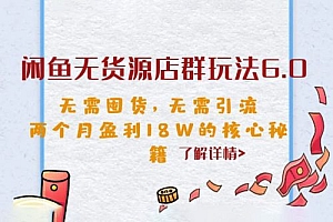 闲鱼无货源店群玩法 6.0 :无需囤货,无需引流,两个月盈利 18W 的核心秘籍 课程免费分享