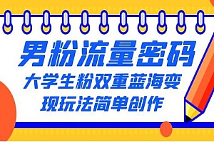 男粉流量密码+大学生粉双重+蓝海变现玩法简单创作,靠搬运实现多次变现 课程免费分享