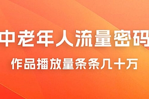 中老年人的流量密码:作品播放量条条几十万 教程免费下载