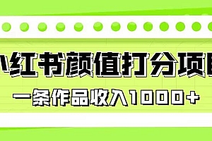 小红书颜值打分项目:一条作品最高收入 1000+ 课程免费下载