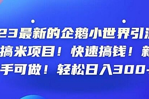 2023最新的企鹅小世界引流搞米项目,快速搞钱,新手可做! 教程免费分享