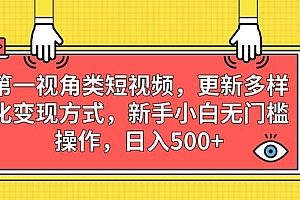 第一视角类短视频,更新多样化变现方式,新手小白无门槛操作 教程免费分享