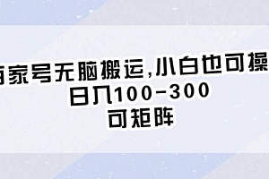 百度百家号无脑搬运全新升级玩法拆解:日入 100-300,长期项目,可矩阵操作 课程免费下载