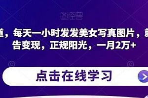 每天 1 小时发发美女写真图片,就能接广告变现,正规阳光,一月 2 万+ 课程免费分享