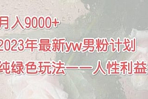 仅揭秘:最新 YW 男粉计划绿色玩法,人性之利益,最高月入 9000+ 课程免费下载