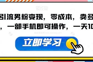 快手引流男粉变现玩法拆解;零成本,卖多少赚多少,一部手机即可操作 课程免费分享