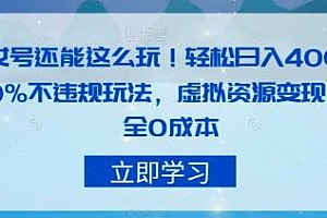 美女号不违规玩法,虚拟资源变现,完全 0 成本,轻松日入400 + 教程免费分享