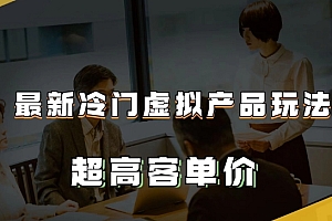 最新冷门虚拟产品玩法,超高客单价,月入2-3万+【揭秘】 教程免费分享