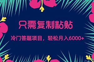 只需复制粘贴,稳赚不亏的冷门答题项目,轻松实现每月6000元收入 教程免费学习
