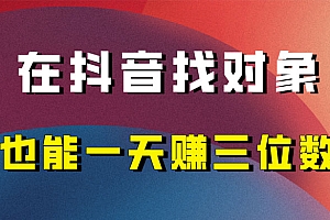 在抖音上寻找对象,实现每日收入三位数的保姆级项目拆解 教程免费分享