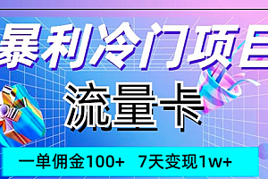 独特高利润项目,流量卡玩法,每单可获得100+佣金,7天内实现1w+收益 教程免费学习