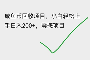 咸鱼币回收项目,小白轻松上手日入200+,震撼项目 教程免费分享