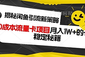这样也行?(揭秘闲鱼引流新策略:0成本流量卡项目,月入1W+的长期稳定秘籍)揭秘闲鱼引流新策略:0成本流量卡项目,月入1W+的长期稳定秘籍,闲鱼怎么买流量卡,