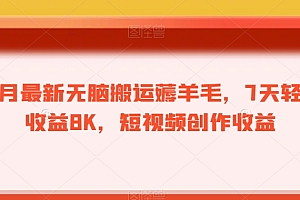 难以置信(12月最新无脑搬运薅羊毛,7天轻松收益8K,短视频创作收益)12月最新无脑搬运薅羊毛,7天轻松收益8K,短视频创作收益,薅羊毛一天赚20,