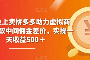 越早知道越好(在咸鱼上卖拼多多助力虚拟商品,赚取中间佣金差价,实操一天收益500+)在咸鱼上卖拼多多助力虚拟商品,赚取中间佣金差价,实操一天收益500+,拼多多的东西在闲鱼卖被买家发现了,