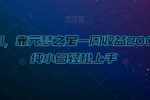 一篇读懂(新风口,靠元梦之星一周收益20000,纯小白轻松上手)新风口,靠元梦之星一周收益20000,纯小白轻松上手,元梦智能,