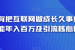 一看就会(只有把互联网做成长久事业才能年入百万及引流核心课)只有把互联网做成长久事业才能年入百万及引流核心课,互联网+是互联网思维的进一步实践成果,