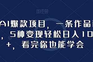 一看就会(抖音AI爆款项目,一条作品百万播放,5种变现轻松日入1000+,看完你也能学会)抖音AI爆款项目,一条作品百万播放,5种变现轻松日入1000+,看完你也能学会,抖音百万视频,