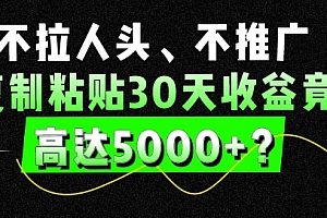 没想到(不拉人头、不推广,复制粘贴30天收益竟高达5000+?)不拉人头、不推广,复制粘贴30天收益竟高达5000+?,复制粘贴月入几十万,