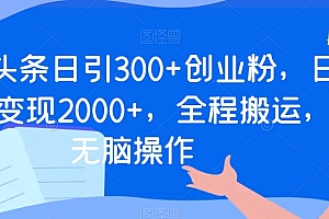 学到了吗(今日头条日引300+创业粉,日稳定变现2000+,全程搬运,无脑操作)今日头条日引300+创业粉,日稳定变现2000+,全程搬运,无脑操作,今日头条日均活跃数量怎么看,