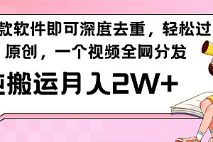 一看就会(一款软件深度去重,轻松过原创,一个视频全网分发,纯搬运月入2W+)一款软件深度去重,轻松过原创,一个视频全网分发,纯搬运月入2W+,短视频去重实操教程,