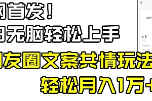深度揭秘(小白轻松无脑上手,朋友圈共情文案玩法,月入1W+)小白轻松无脑上手,朋友圈共情文案玩法,月入1W+,走心共情文案,