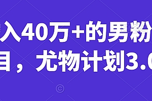一篇读懂(年入40万+的男粉项目,尤物计划3.0)年入40万+的男粉项目,尤物计划3.0,男友年薪50万多吗,
