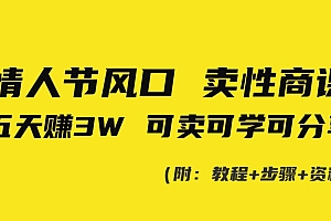 不要告诉别人(情人节风口!卖性商课,小白五天赚3W,可卖可学可分享!)情人节风口!卖性商课,小白五天赚3W,可卖可学可分享!,情人节卖什么有创意,