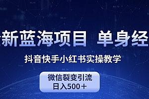 真没想到(全新蓝海项目,单身经济抖音快手小红书实操教学,微信裂变引流日入500+)全新蓝海项目,单身经济抖音快手小红书实操教学,微信裂变引流日入500+,快手抖音小红书怎么挣钱提现的,