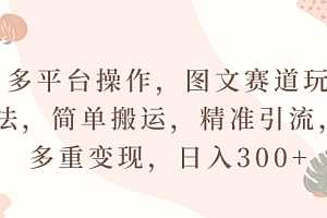 没想到(多平台操作,图文赛道玩法,简单搬运,精准引流,多重变现,日入300+)多平台操作,图文赛道玩法,简单搬运,精准引流,多重变现,日入300+,多平台对接,