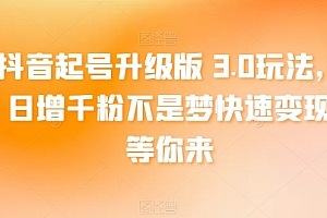 速看(抖音起号升级版 3.0玩法,日增千粉不是梦快速变现等你来)抖音起号升级版 3.0玩法,日增千粉不是梦快速变现等你来,2021抖音起号,
