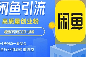 深度揭秘(闲鱼怎么做到日引流200+创业粉全行业付费980拆解一看就会)闲鱼怎么做到日引流200+创业粉全行业付费980拆解一看就会,闲鱼推广引流方法,